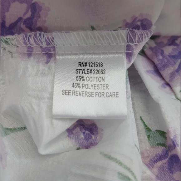 National Women's Lightweight Housecoat Mumu Pockets White Purple Floral Size 3X - Picture 8 of 11